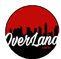 a logo for overland roleplay shows a city skyline