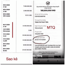 a screenshot of a receipt and a screenshot of a mtq