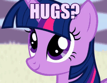 twilight sparkle from my little pony says " hugs "