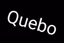 the word quebo is white on a black background