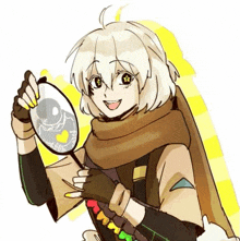 a drawing of a girl holding a magnifying glass and smiling .