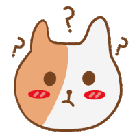 a brown and white cat with a question mark above its head