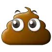 a cartoon illustration of a pile of poop with big eyes on a white background .