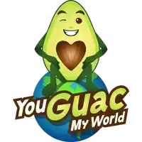 an avocado is sitting on top of a globe with the words you guac my world below it