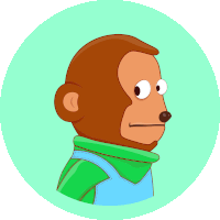 a cartoon monkey wearing overalls and a green shirt