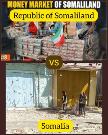 a poster showing a money market of somalia and republic of somalia