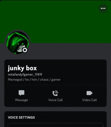 a screenshot of a person 's profile with the name junky box on it