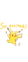 a drawing of a pikachu with the words so excited above it