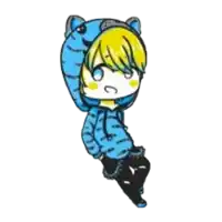 a cartoon of a girl wearing a blue hoodie with cat ears