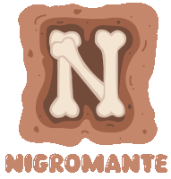 a cartoon drawing of a letter n with the words nigromante below it