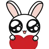 a cartoon rabbit is holding a red heart