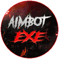 a logo for aimbot exe is shown in a red and black circle