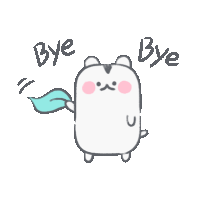 a drawing of a hamster saying bye with a green tail