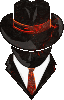 a silhouette of a man wearing a suit and hat