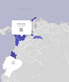 a map of colombia shows the city of antioquia