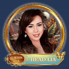 a portrait of a woman with the name head lia on the bottom