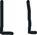 the letter l is drawn in black on a white background .