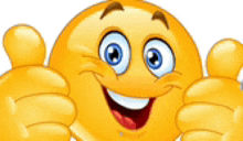 a yellow smiley face is giving two thumbs up .