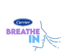 a logo for carrier shows a person breathing