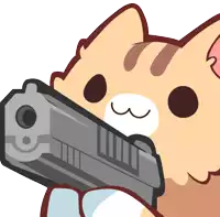 a cartoon cat holding a gun with the number 3 on its face