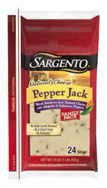 a package of sargento natural cheese pepper jack cheese .