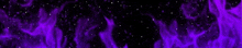 a purple fire with stars falling on a black background