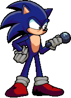 sonic the hedgehog is holding a microphone in his hands