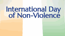 a poster for international day of non-violence with a flag in the background