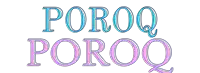 the word poroq is written in blue and pink