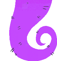 a purple swirl on a white background that looks like a number 6