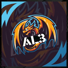 a logo with a dragon and the word al3