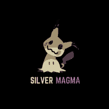 a silver magma logo with a cartoon character on it