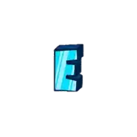 a blue letter e on a white background .