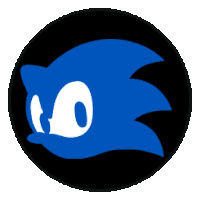 a blue and white sonic the hedgehog logo on a black background