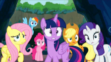 a group of ponies including twilight sparkle and pinkie pie are standing next to each other