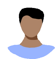 a drawing of a man with a blue shirt on