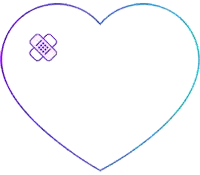 a heart with a bandage on it is outlined in blue and purple .