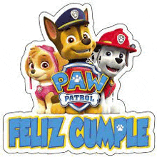 a paw patrol birthday sticker with chase , skye and marshall .