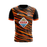 a black and orange shirt with the word usisa on the front