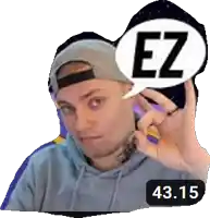 a man with a speech bubble that has the word ez on it