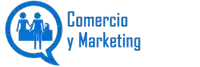 a logo for comercio y marketing with a speech bubble