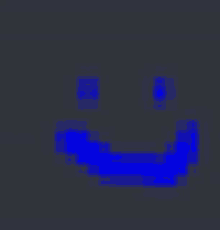 a blue pixelated smiley face on a dark background .