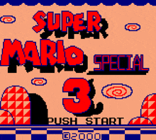 a super mario special 3 game is being played on a checkered background