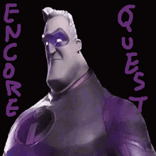 a pixelated image of a superhero with the words quest written on the bottom