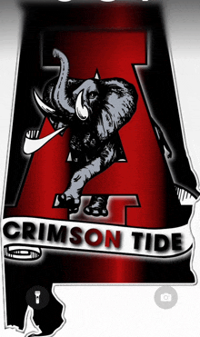 a drawing of an elephant with the word crimson tide below it