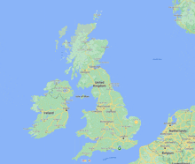 a map of the united kingdom with ireland and scotland highlighted