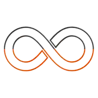 a drawing of an infinity symbol with a gray and orange gradient