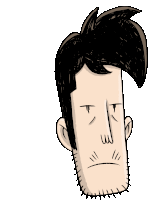 a cartoon drawing of a man 's face with a serious look on his face