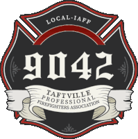 a logo for taftville professional firefighters association with the number 9042