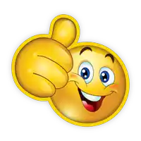 a yellow smiley face giving a thumbs up sign